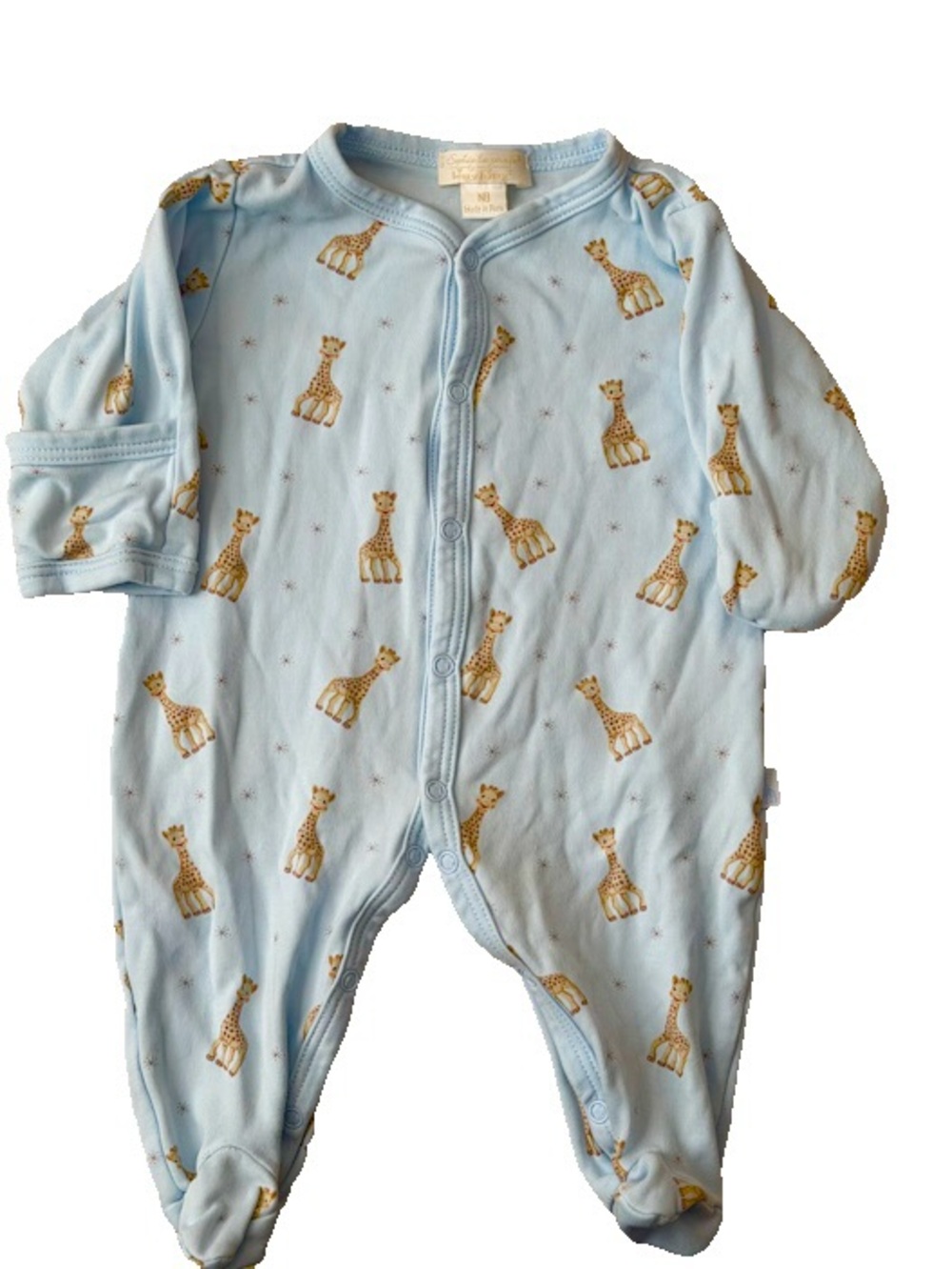 Kissy Kissy Sophie la Girafe Pima Cotton Footie Sleeper NB EUC